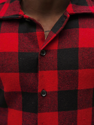 Мъжка риза черно-червена OZONEE O/L0149