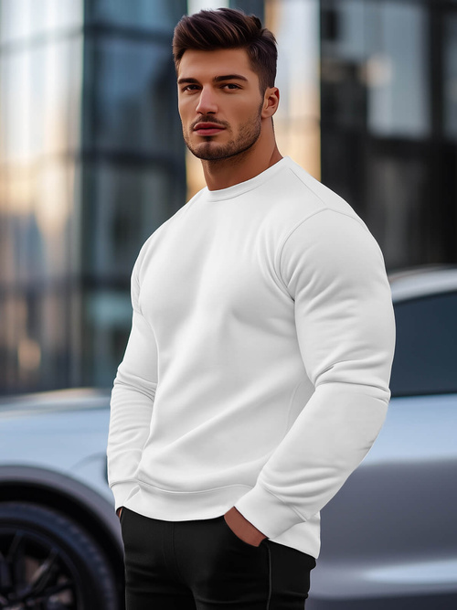 Мъжки суитшърт бял OZONEE JS/2001-10Z