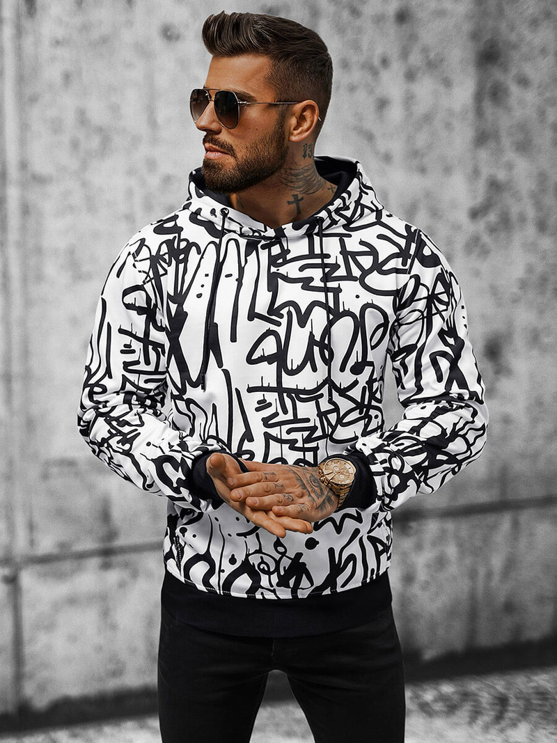 Мъжки суитшърт бяла OZONEE JS/8B1151/1