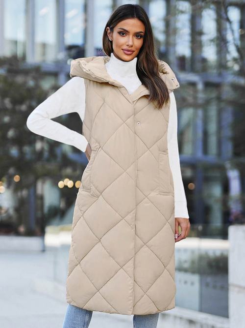 Дамска жилетка бежова OZONEE JS/5M3165/62