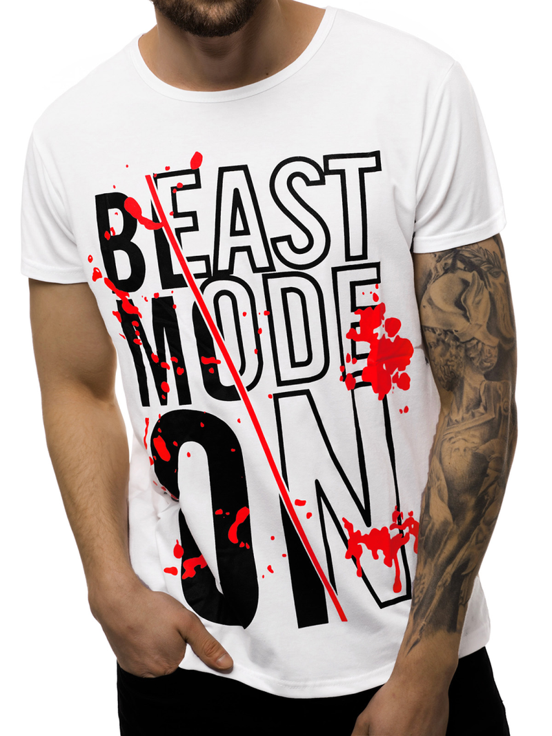 Мъжка тениска бял OZONEE JS/KS1949