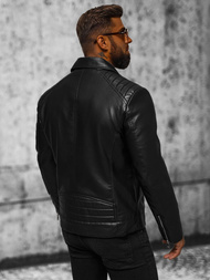 Мъжко кожено яке черно OZONEE JS/11Z8056