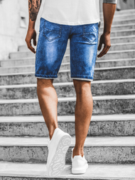 Мъжки къси дънкови панталони синьо OZONEE RF/HY341/3