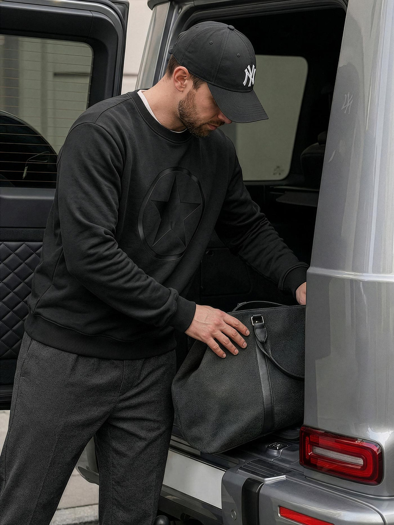 Мъжки суитшърт черен OZONEE JS/8B1991/3