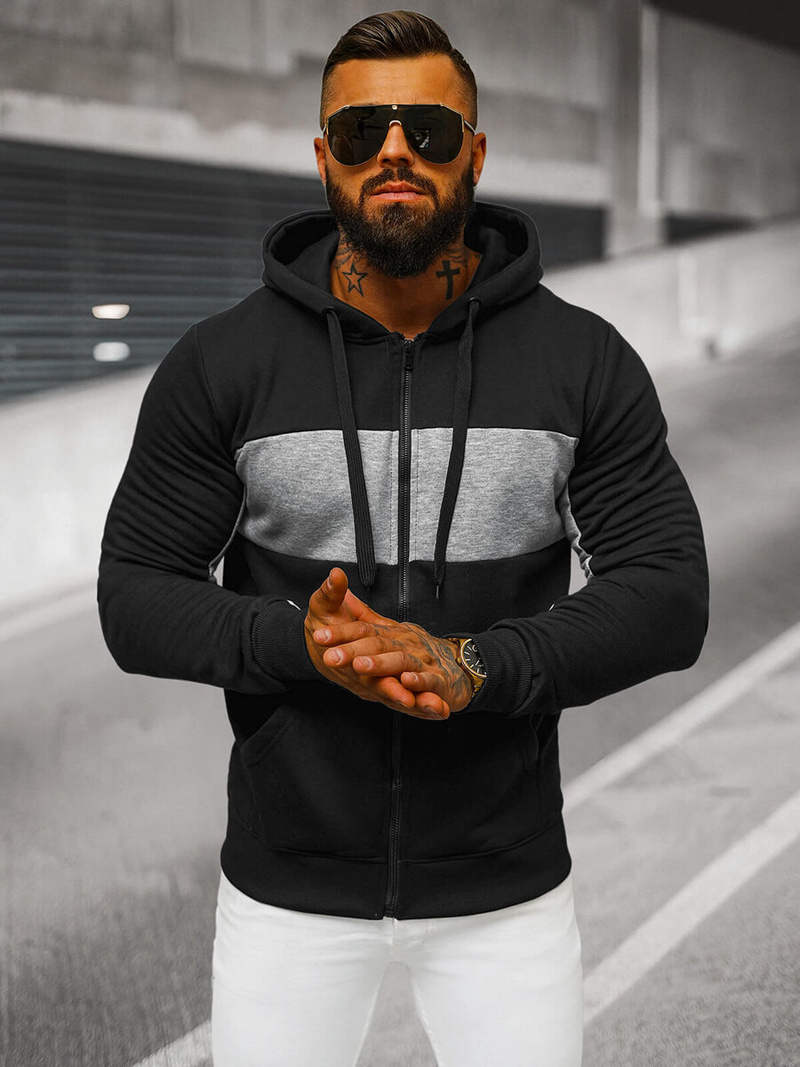 Мъжки суитшърт черно OZONEE JS/8B1330/3