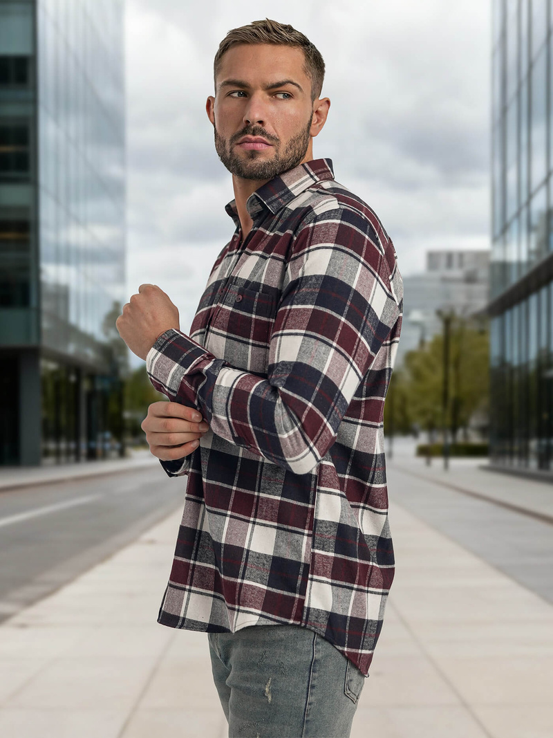 Мъжка риза бордо OZONEE V/V174