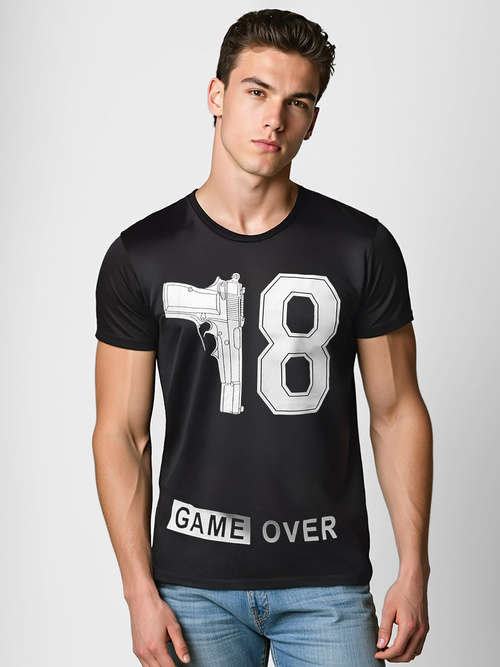 Мъжка тениска черна OZONEE O/T123/3Z