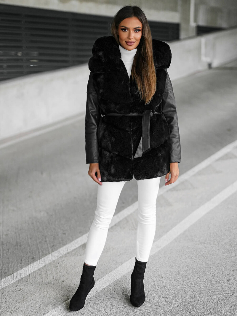 Дамско яке черно OZONEE JS/11Z8090Z