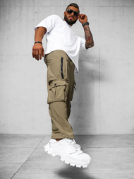 Мъжки панталони тъмно-бежово OZONEE O/PS5527