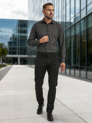 Мъжка риза черно OZONEE V/V184