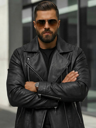 Мъжко кожено яке черно OZONEE JS/11Z8067Z