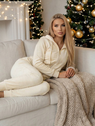 Дамска велурен спортен екип екрю OZONEE JS/8C1176/155Z