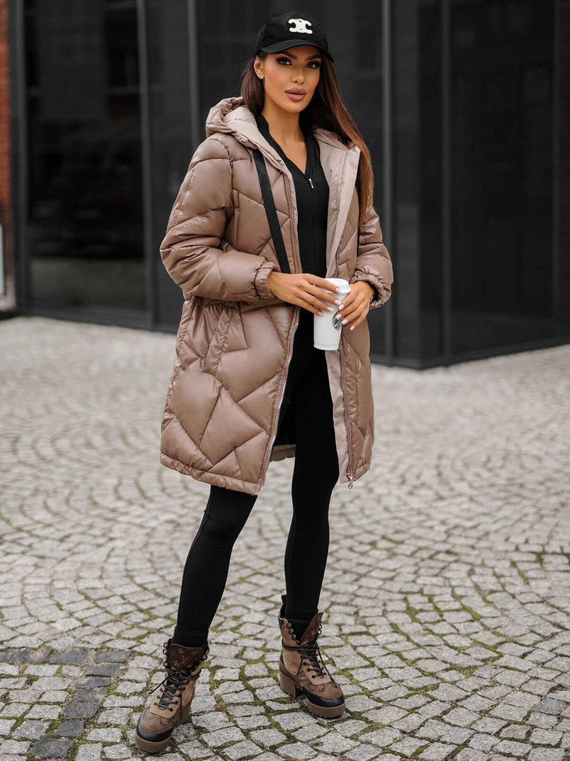 Дамско яке камел OZONEE JS/5M3189/84Z