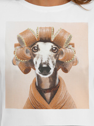 Дамска тениска бяло-бежов OZONEE JS/YJ77726