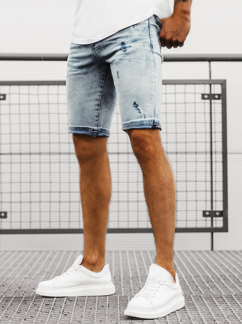 Мъжки къси дънкови панталони светлосиньо OZONEE B/55109