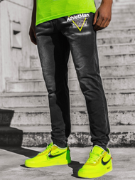 Мъжки дънки Jogger черно-зелено OZONEE JS/KK1105