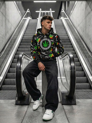 Мъжки суитшърт с качулка черен OZONEE O/B269Z