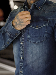 Мъжка риза тъмно-синя OZONEE O/51411