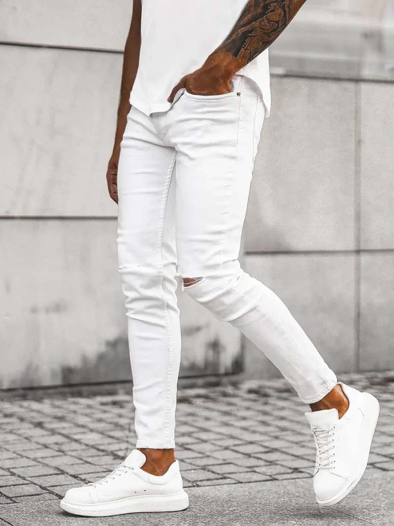 Мъжки дънки бяло OZONEE E/5391/01Z