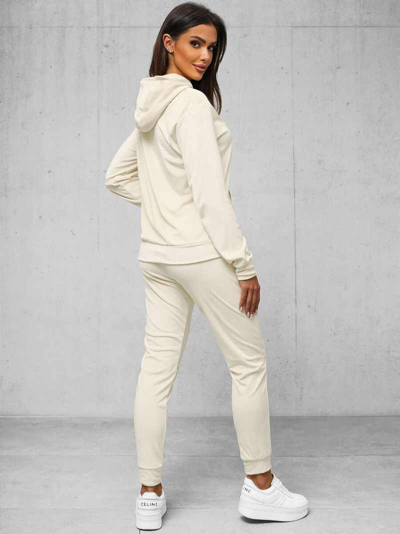 Дамска велурен спортен екип екрю OZONEE JS/8C1176/155Z