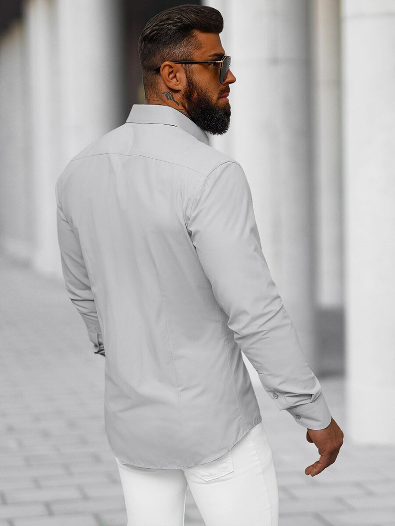 Мъжка риза сива OZONEE O/V118