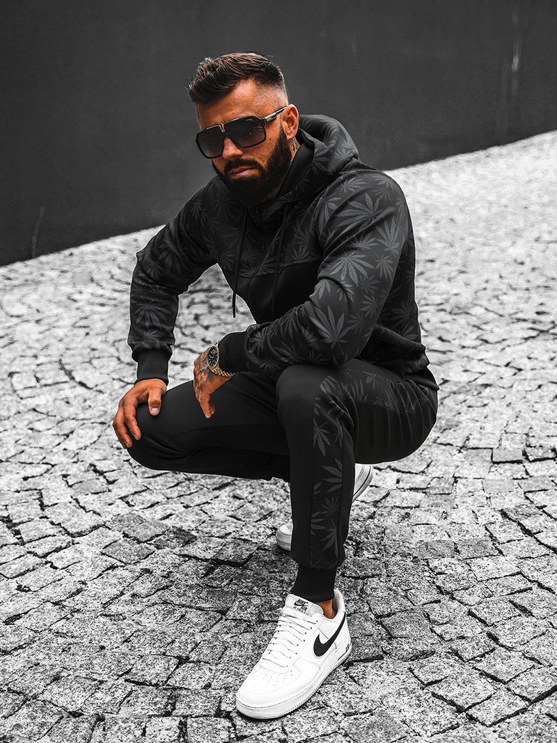 Мъжки спортен екип черен OZONEE JS/C8119