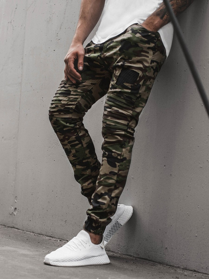 Мъжки панталони JOGGER камуфлажно-зелени OZONEE A/829