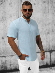 Мъжка риза с къс ръкав светлосиня OZONEE O/V46