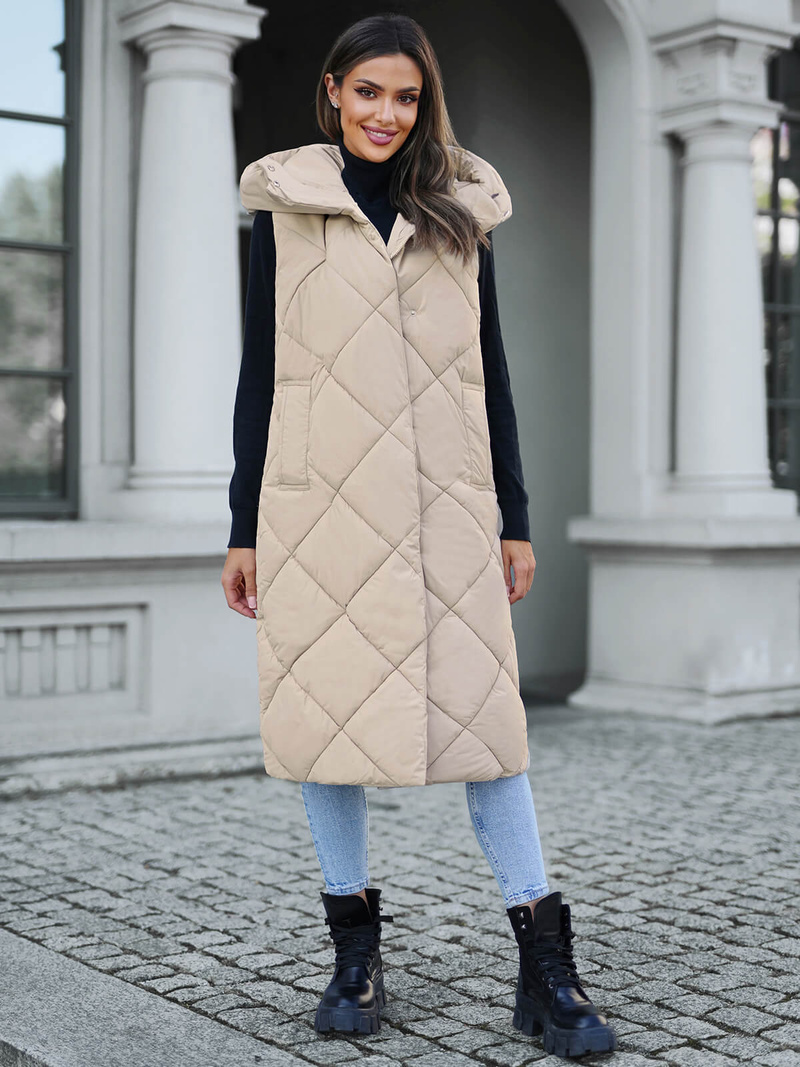 Дамска жилетка бежова OZONEE JS/5M3165/62Z