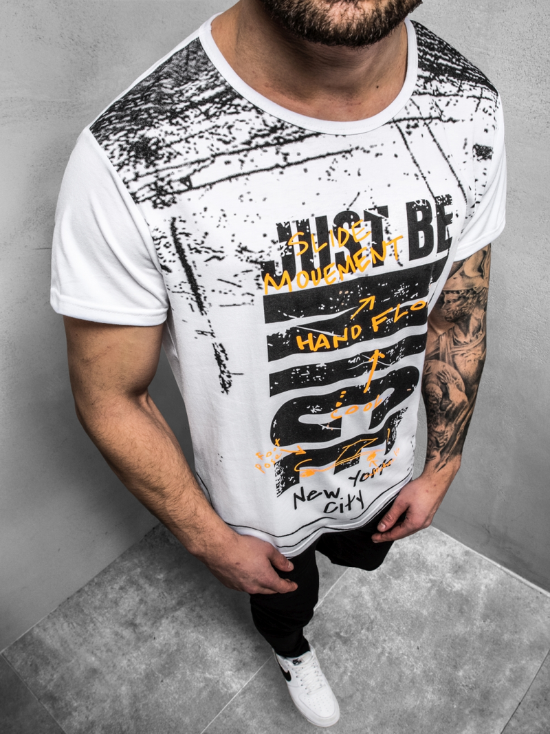 Мъжка тениска бял OZONEE JS/KS1983Z