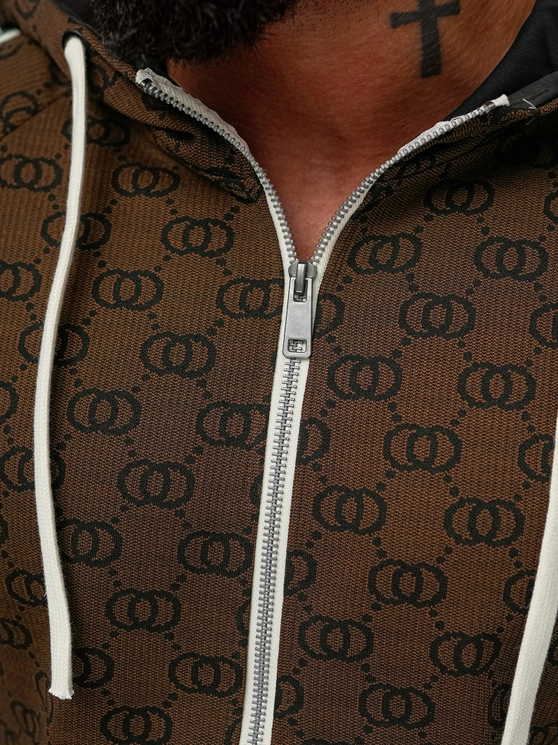 Мъжки спортен екип тъмно-бежово OZONEE O/FF5111AB