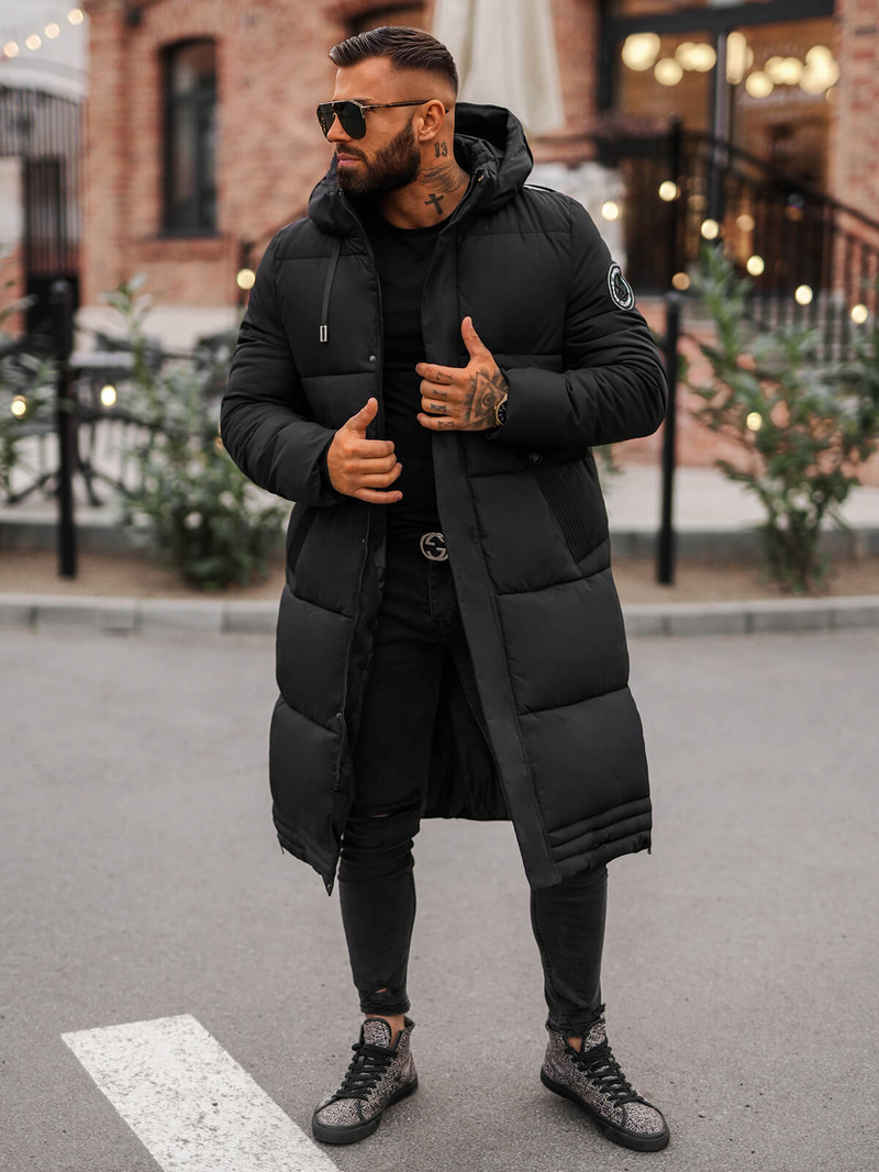 Мъжко зимно яке черно OZONEE JS/19M1290/392