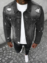 Мъжко джинсово яке черна OZONEE NB/MJ507N