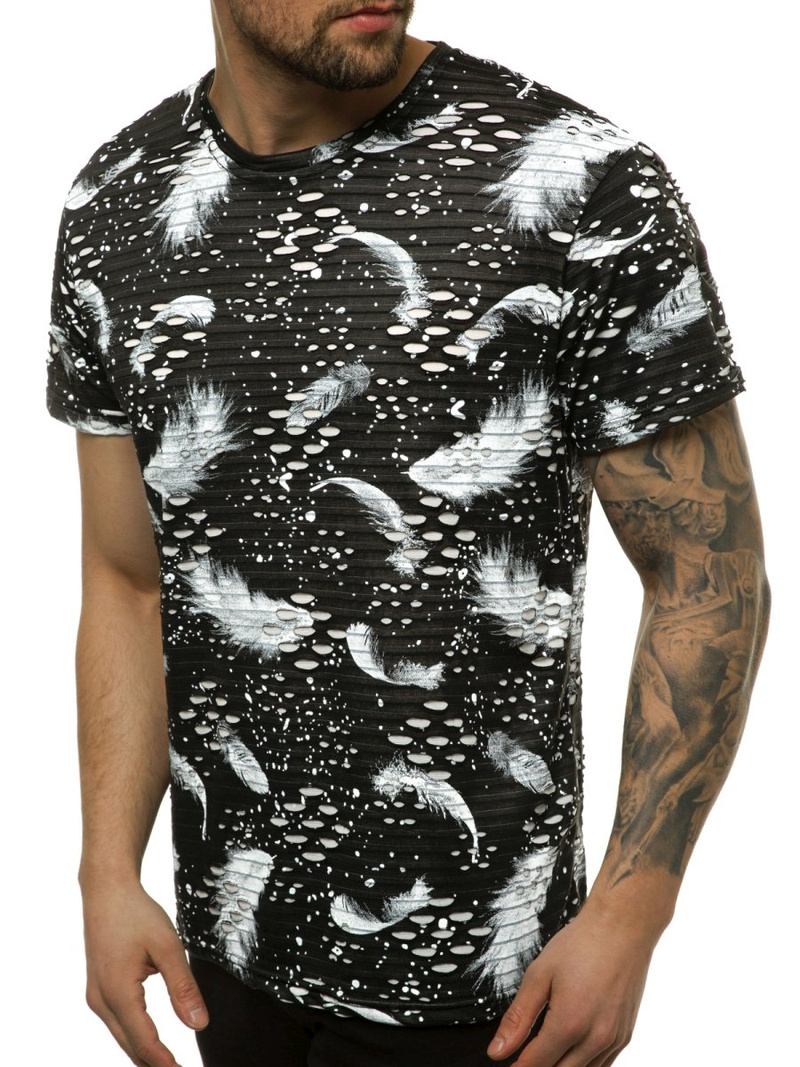 Мъжка тениска черен OZONEE JS/KS2111