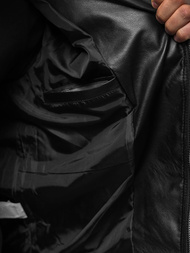 Мъжко кожено яке черно OZONEE O/8901