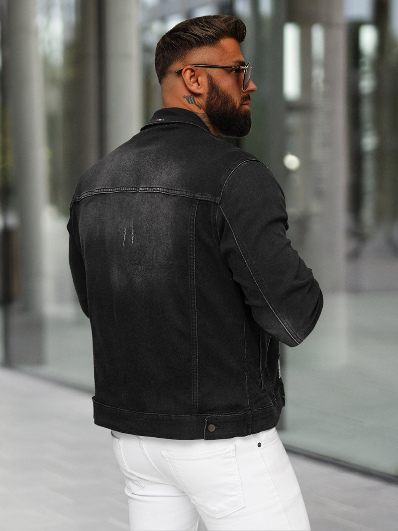 Мъжко джинсово яке черно OZONEE NB/MJ514N