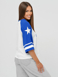 Дамска тениска бяло-синьо OZONEE JS/R62493