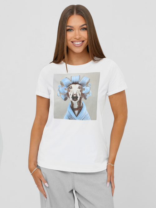 Дамска тениска бяло-сива OZONEE JS/YJ77726