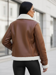 Дамско кожено яке кафява OZONEE JS/11Z8177Z