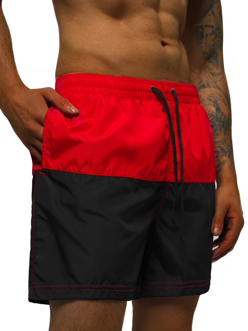 Мъжки плувни шорти червено-черно OZONEE JS/HM067