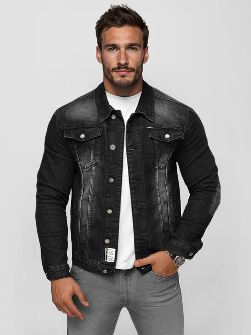 Мъжко джинсово яке черно OZONEE NB/MJ512NZ