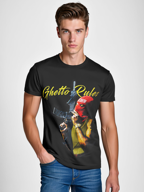 Мъжка тениска черна OZONEE O/T129/3Z