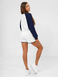 Дамски анцуг от две части бяло-тъмносиня OZONEE JS/M58631AB