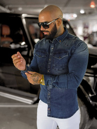 Мъжка риза тъмно-синя OZONEE O/51411