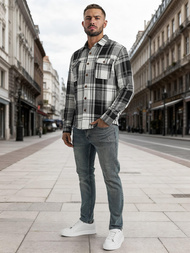 Мъжка риза черно-бяла OZONEE NB/MC728N/3