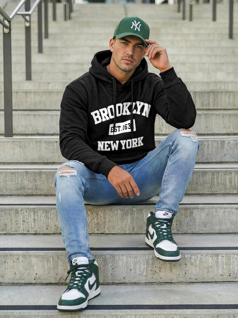 Мъжки суитшърт черно OZONEE JS/8B1767/3Z