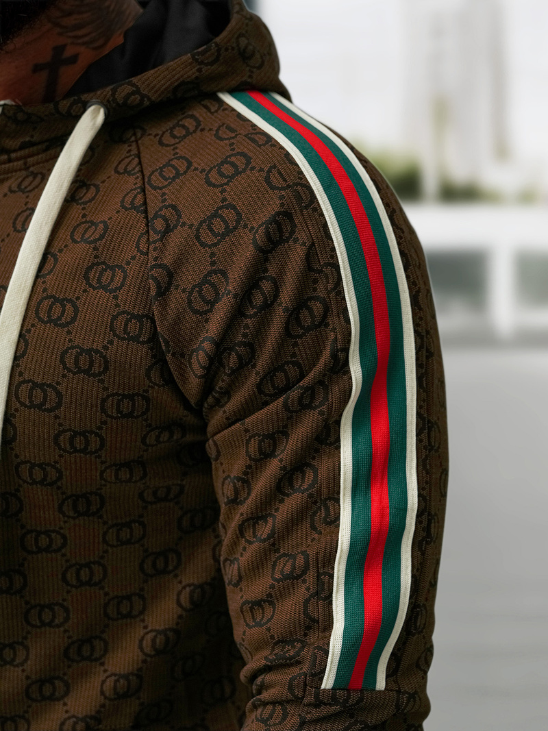 Мъжки спортен екип тъмно-бежово OZONEE O/FF5111AB