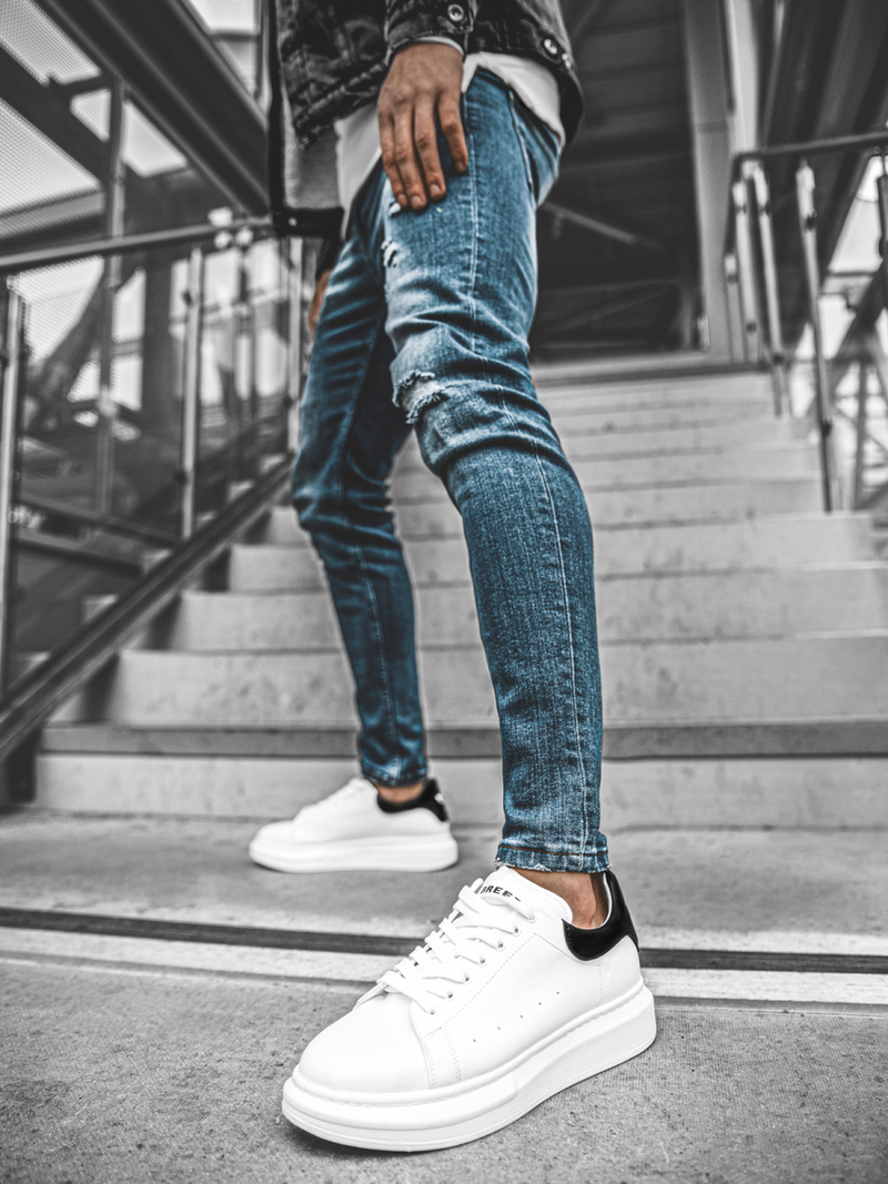 Сникърси бяло-черни OZONEE B/2051