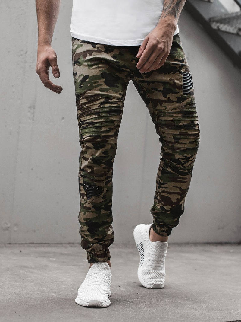 Мъжки панталони JOGGER камуфлажно-зелени OZONEE A/829