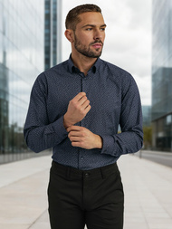 Мъжка риза тъмносиньо OZONEE V/V186